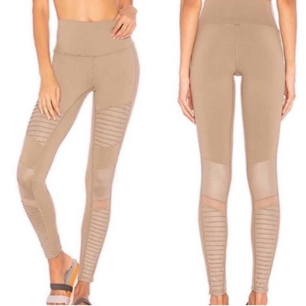 Alo Yoga Moto Tan High-Waisted Leggings